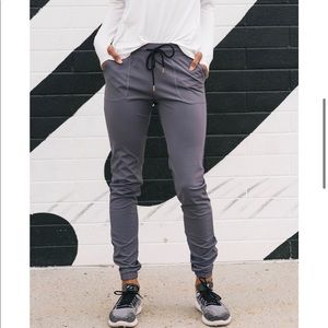 Dark Gray Peak Zipper Joggers - Zyia